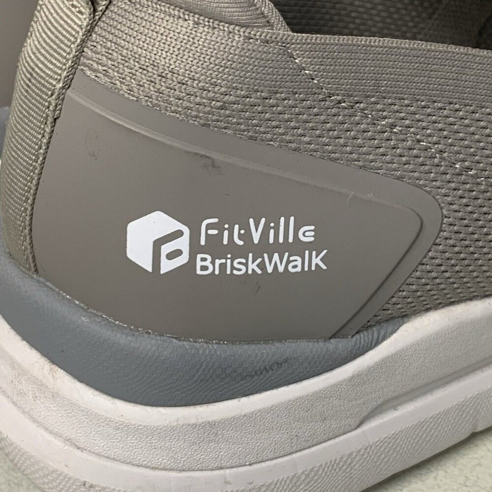 FitVille Marca Slip On Walking Sneaker Womens 10 Wide Light Khaki Gray Comfort - Picture 2 of 9